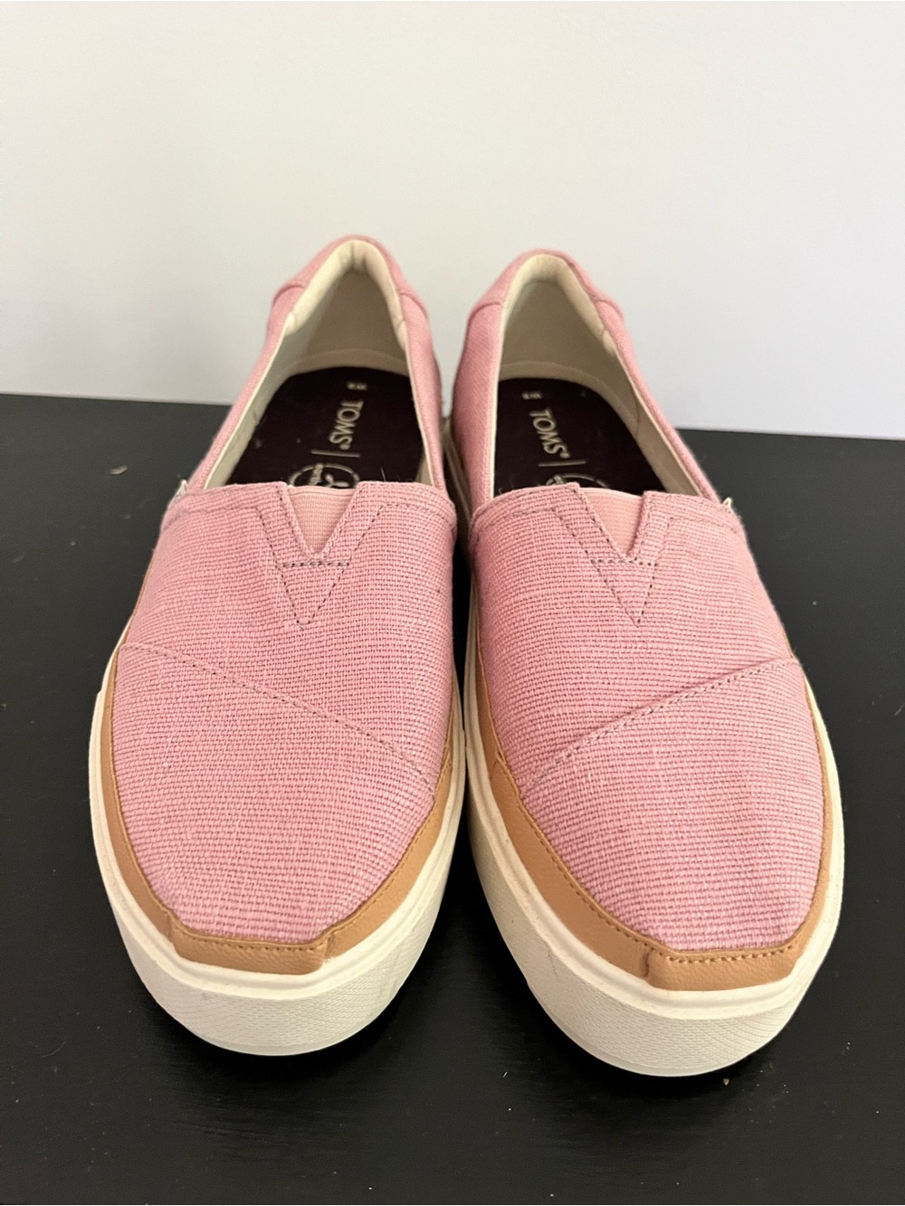 TOMS Earthwise Platform Slip-On Shoes Pink Canvas Women’s Size 8 - Picture 2 of 7